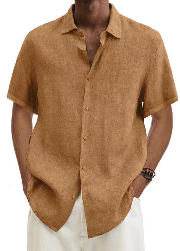 Laurence Cotton V Neck Mens Solid Color Shirt For Trendy Everyday Wear Breathable Comfort