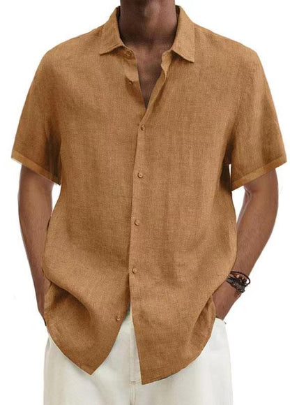Laurence Cotton V Neck Mens Solid Color Shirt For Trendy Everyday Wear Breathable Comfort