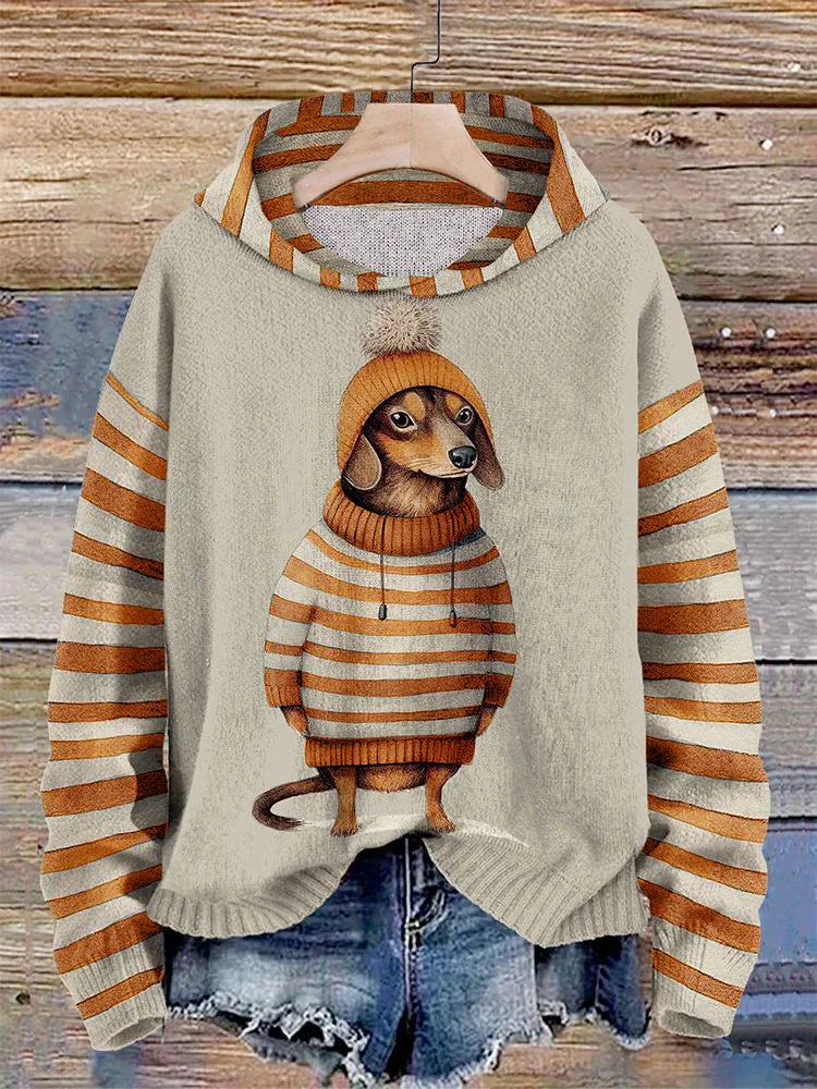 Women’s Striped Dog Hoodie | Casual