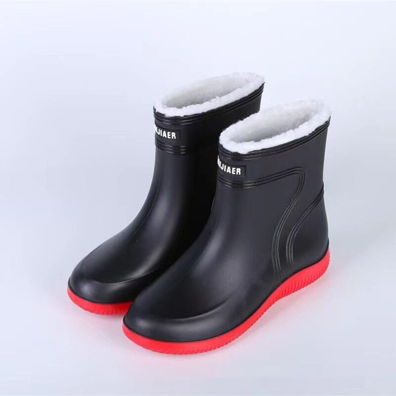Warming fleece rubber boots for women and men