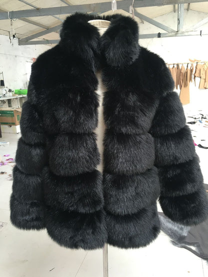 Faux Fox Fur Coat For Women Soft Plush Short Coat For Layering And Winter Style Versatile