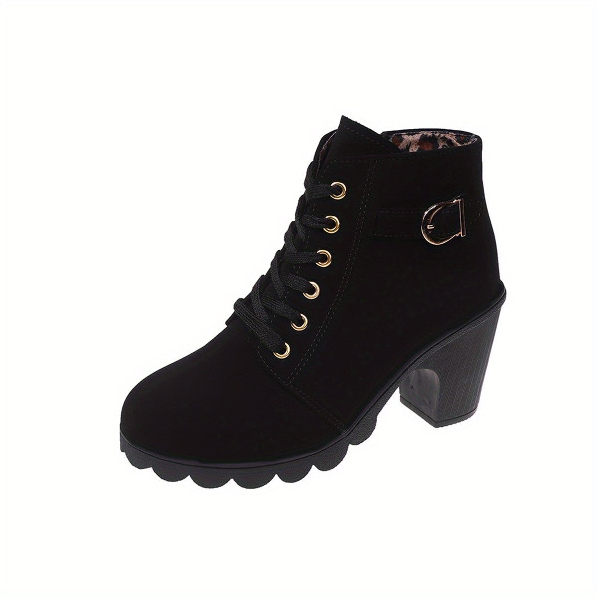 Women's lace-up ankle boots | Chunky heel with zipper