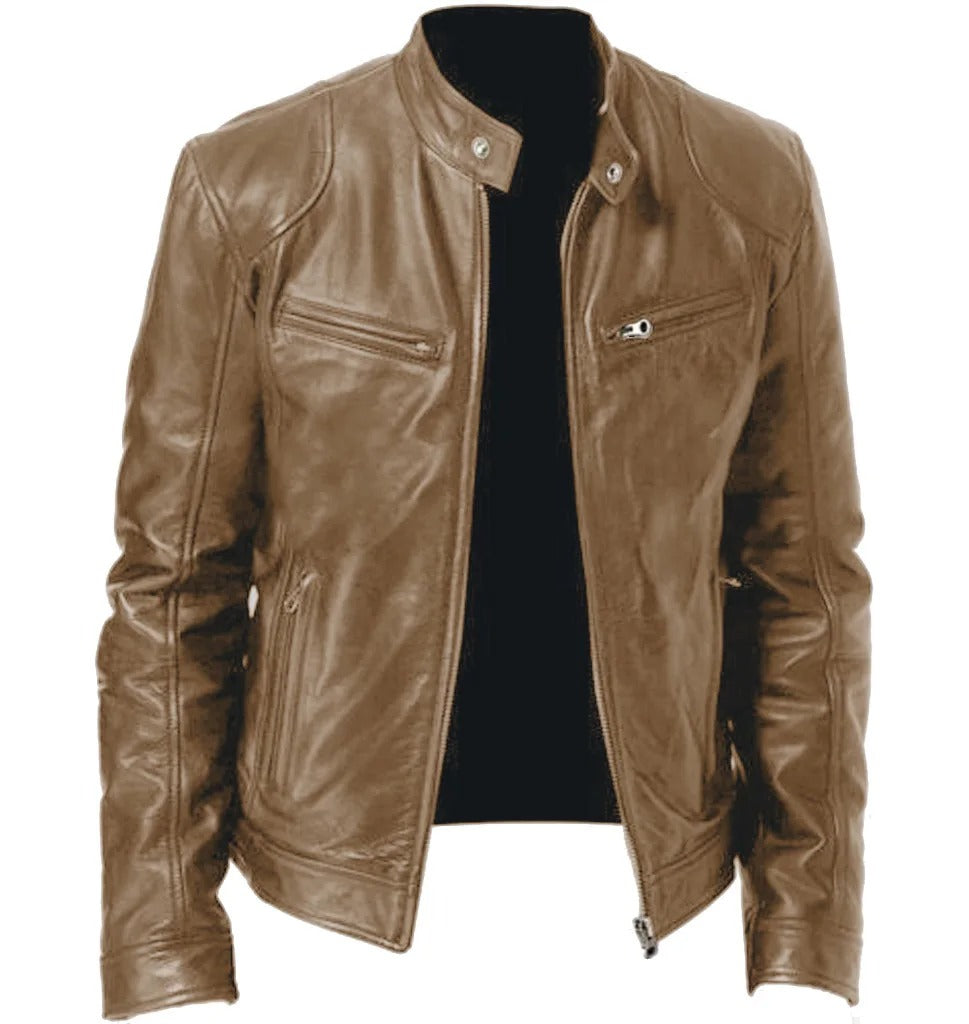 Brodie jacket in PU leather with stand-up collar