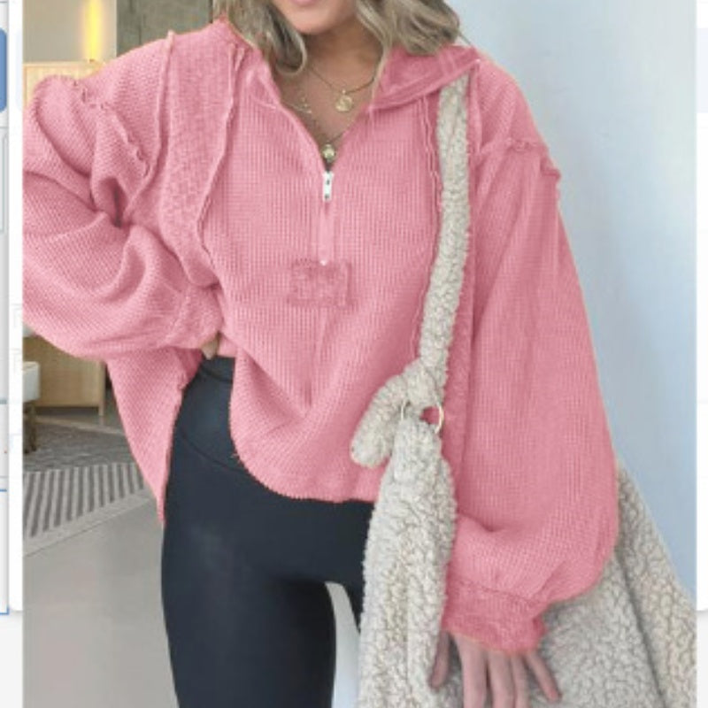 Women's sweater with irregular hem for autumn and winter