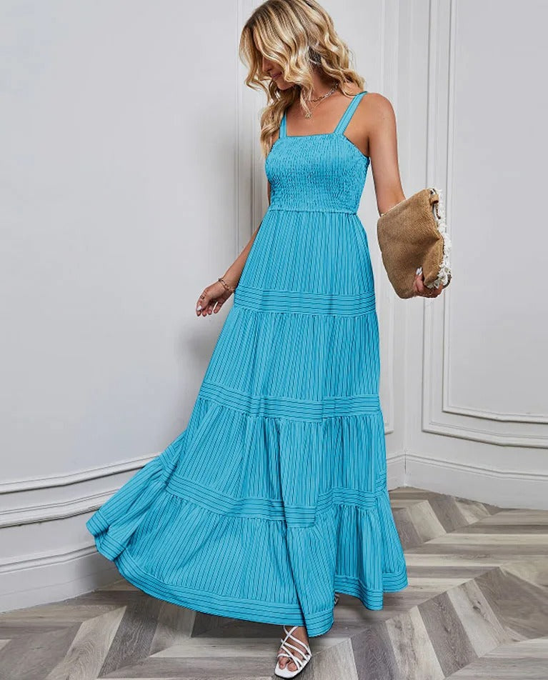 Liselotte Elegant Maxi Dress For Women With Smocked Bodice And A-Line Silhouette