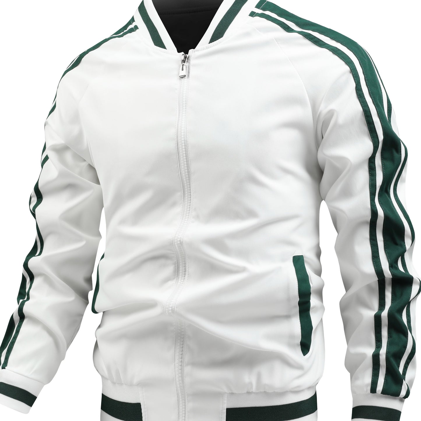 Jasper Colorful Mens Sports Jacket With Striped Cross Belt Baseball Collar Casual Trendsetter