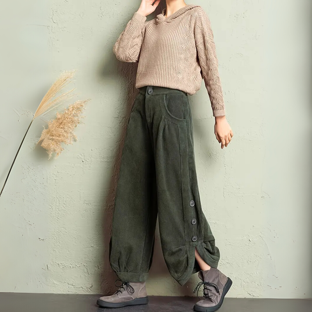 Waylynn Haven Corduroy Pants - Loose Baggy Comfort With Soft Corduroy Texture And Practical Side Pockets
