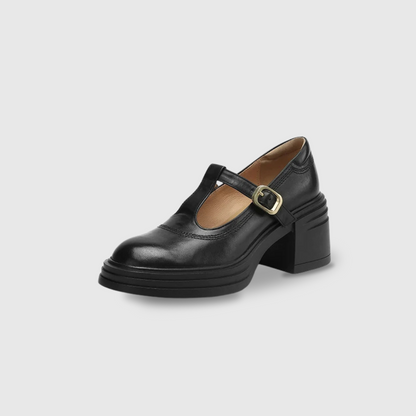 Women's Round Toe Strap Pumps with Chunky Block Heel and Versatile Design
