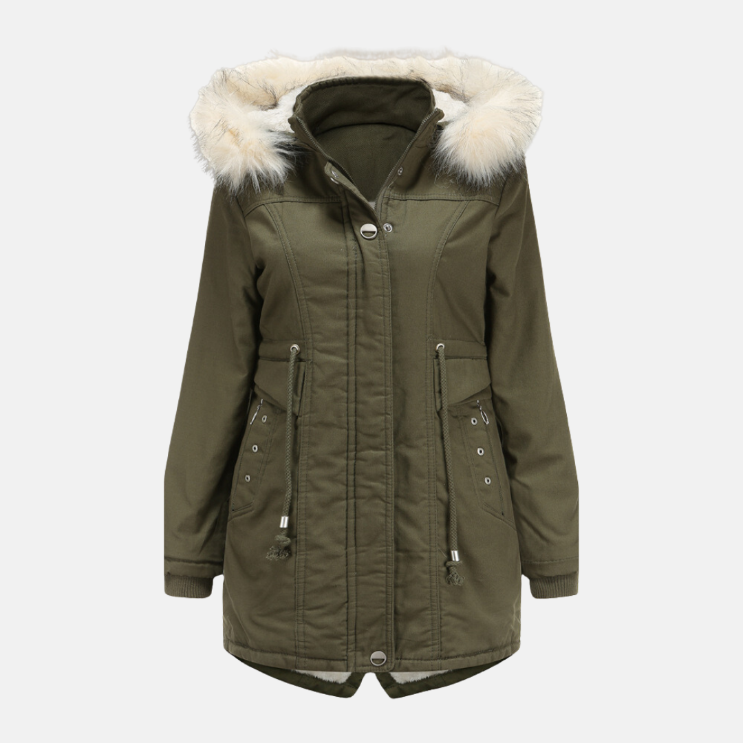 Women’s Parka Jacket – Tailored Fit – Removable Faux Fur Hood – Weather-Resistant – Mid-Length