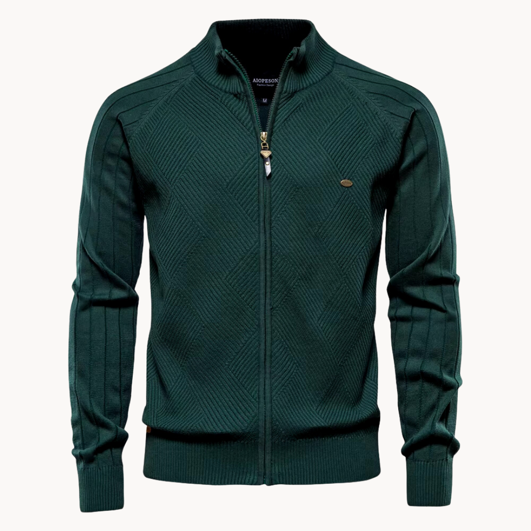 Nordisk Flair Mens Jacket Slim Fit Knitted Wool Blend Zipper Ribbed Edges Casual Layer