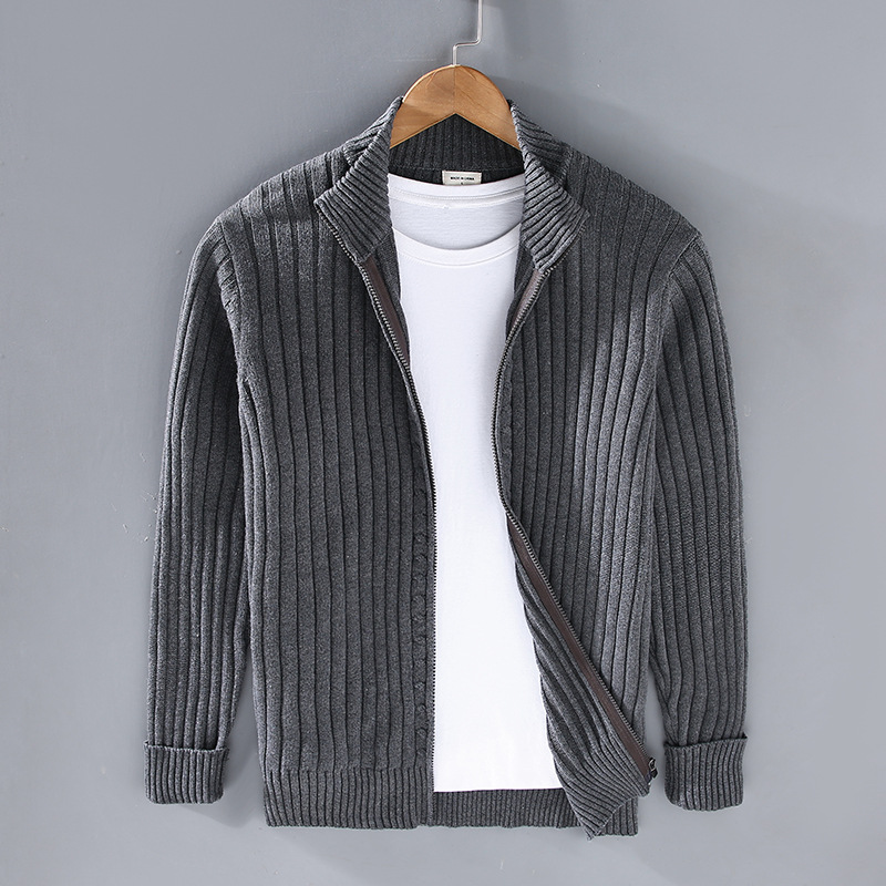 Corey Warm Knitted Zip Jacket Winter Cardigan For Men Cozy Comfortable Outerwear For Cold Weather