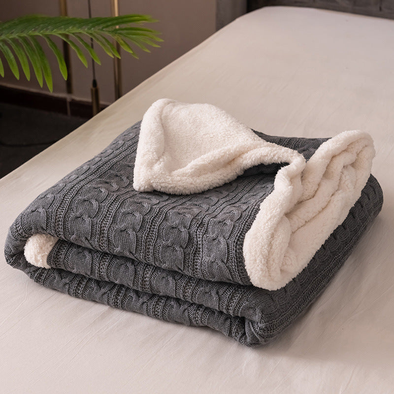 Cozy Cable Knit Sherpa Throw Blanket Two Textures For Sofa Cuddlers Ultimate Warmth
