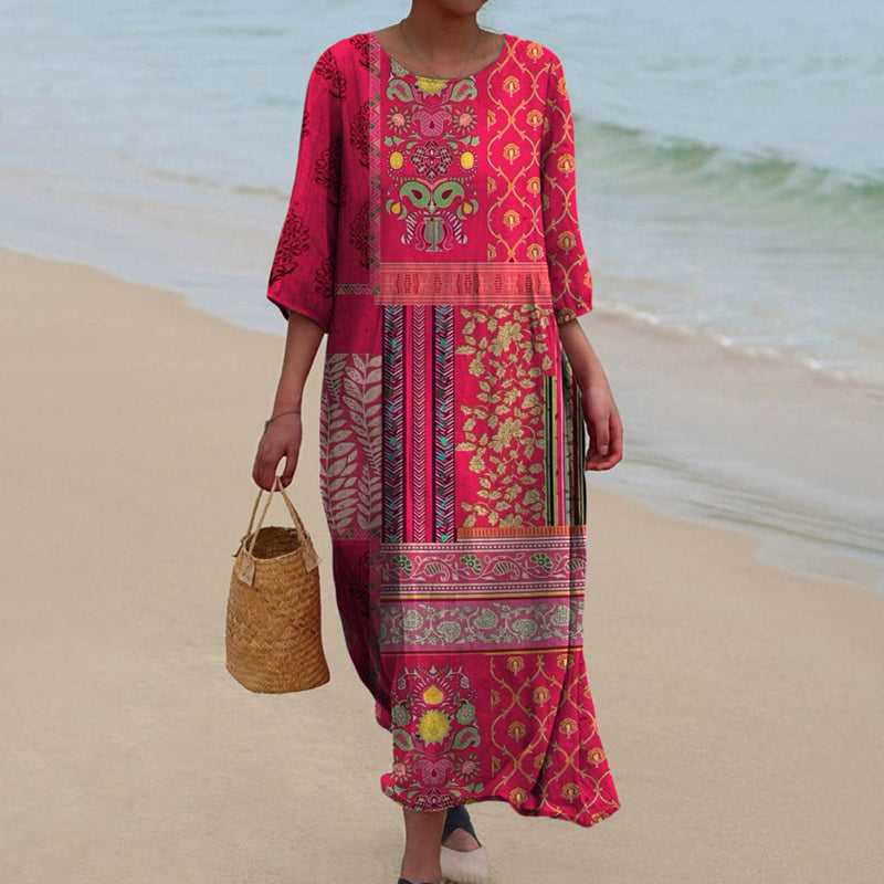 Women's Boho Maxi Dress with Loose Fit and Flowing Design - TrendAura