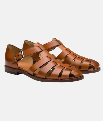 Mens Leather Sandals With Straps And Buckle Breathable Closed Toe For Stylish Summer Comfort
