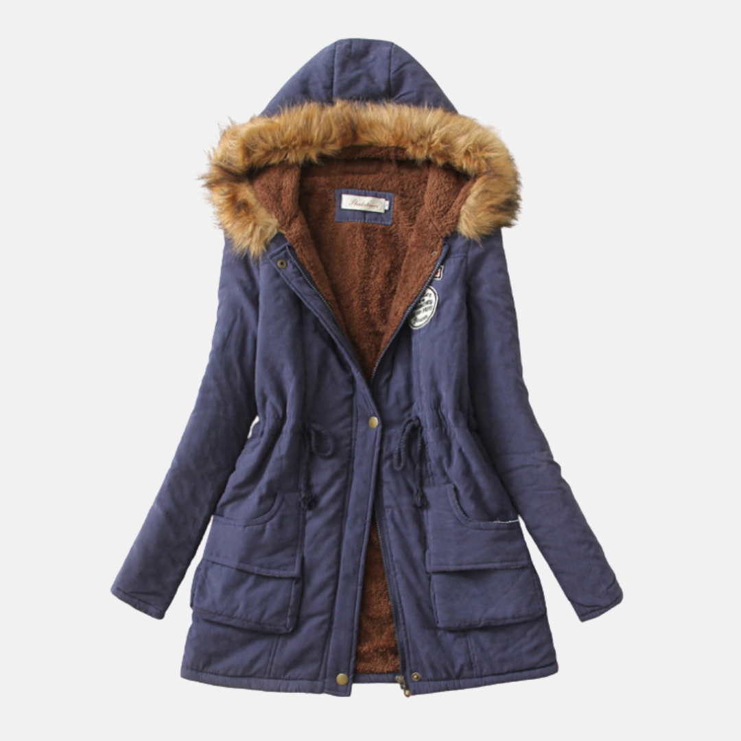 Women’s Parka Jacket – Tailored Fit – Fleece Lined – Faux Fur Hood – Zip Closure