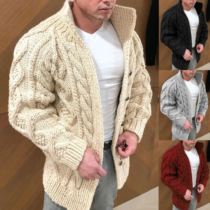 Thick cable knit cardigan for men - Warm and comfortable