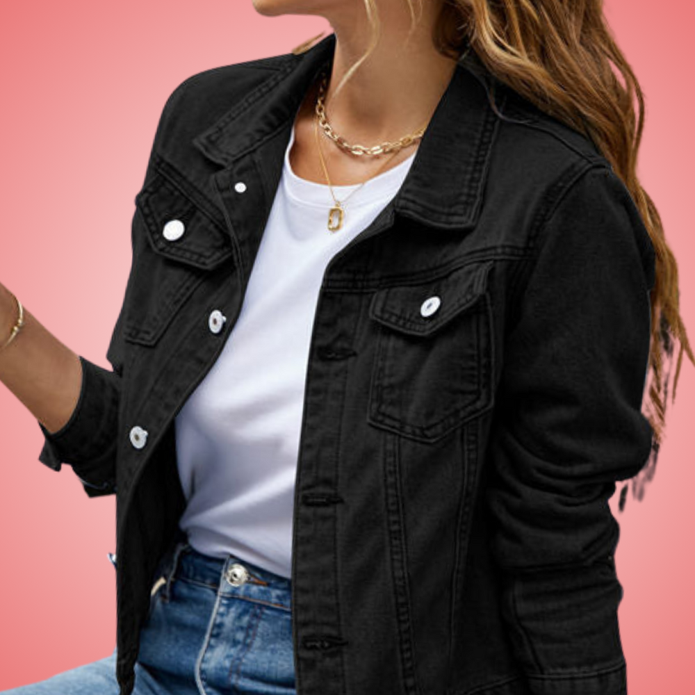 Isabela Denim Jacket With Classic Collar In Crisp White Timeless Everyday Wardrobe Essential For All Seasons