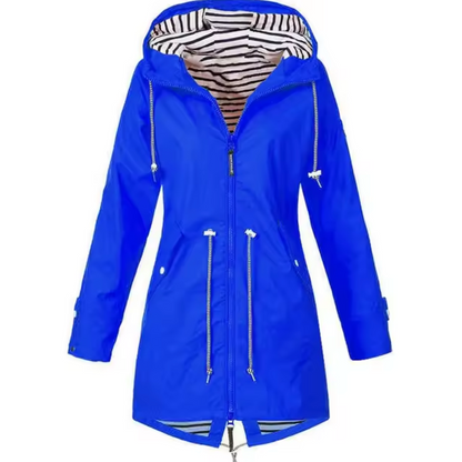 Léa Elegant Waterproof Raincoat For Women With Adjustable Waist And Hooded Lining
