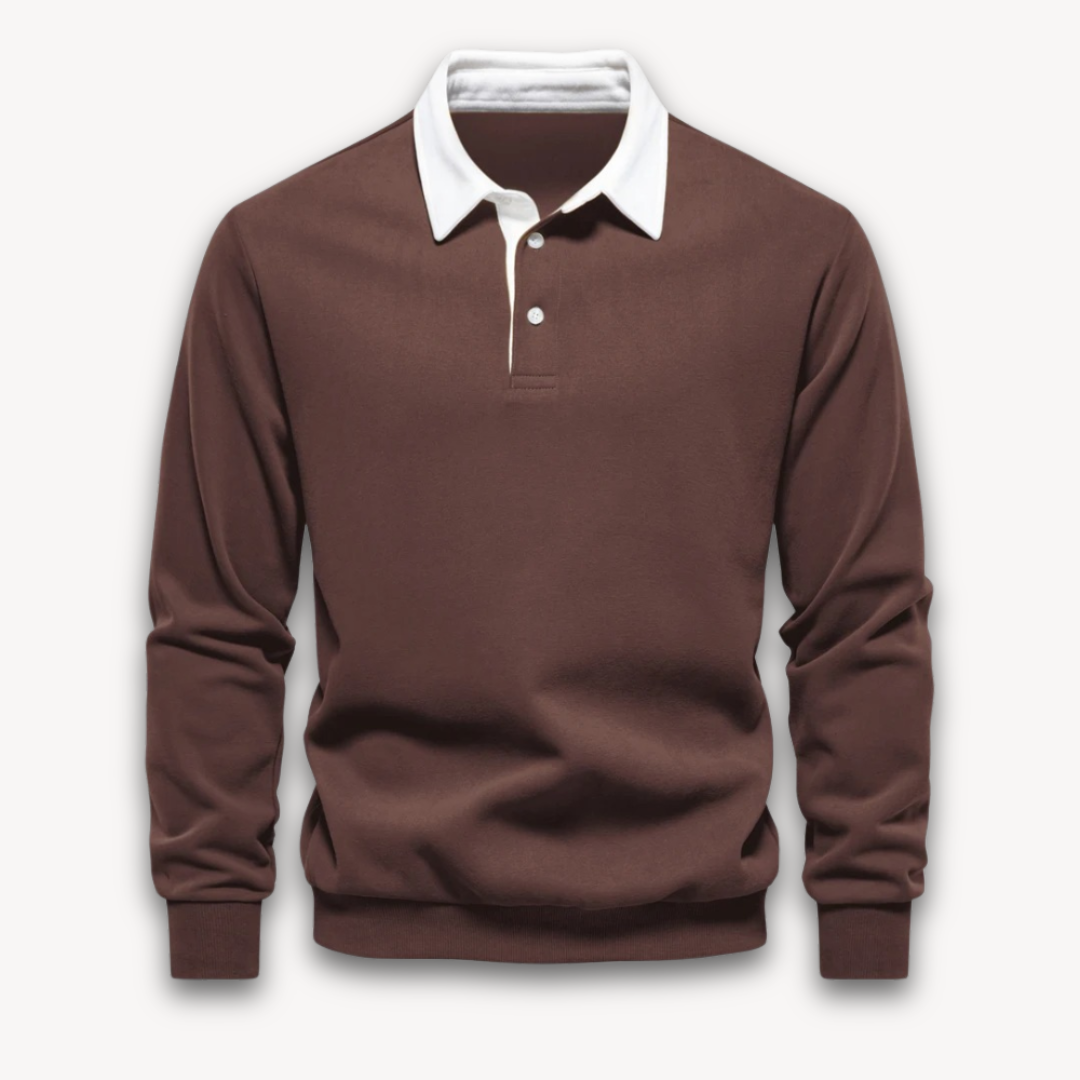 TrendAura Mens Polo Sweater Regular Fit Long Sleeve Soft Knitted Natural Fiber Navy Knitwear