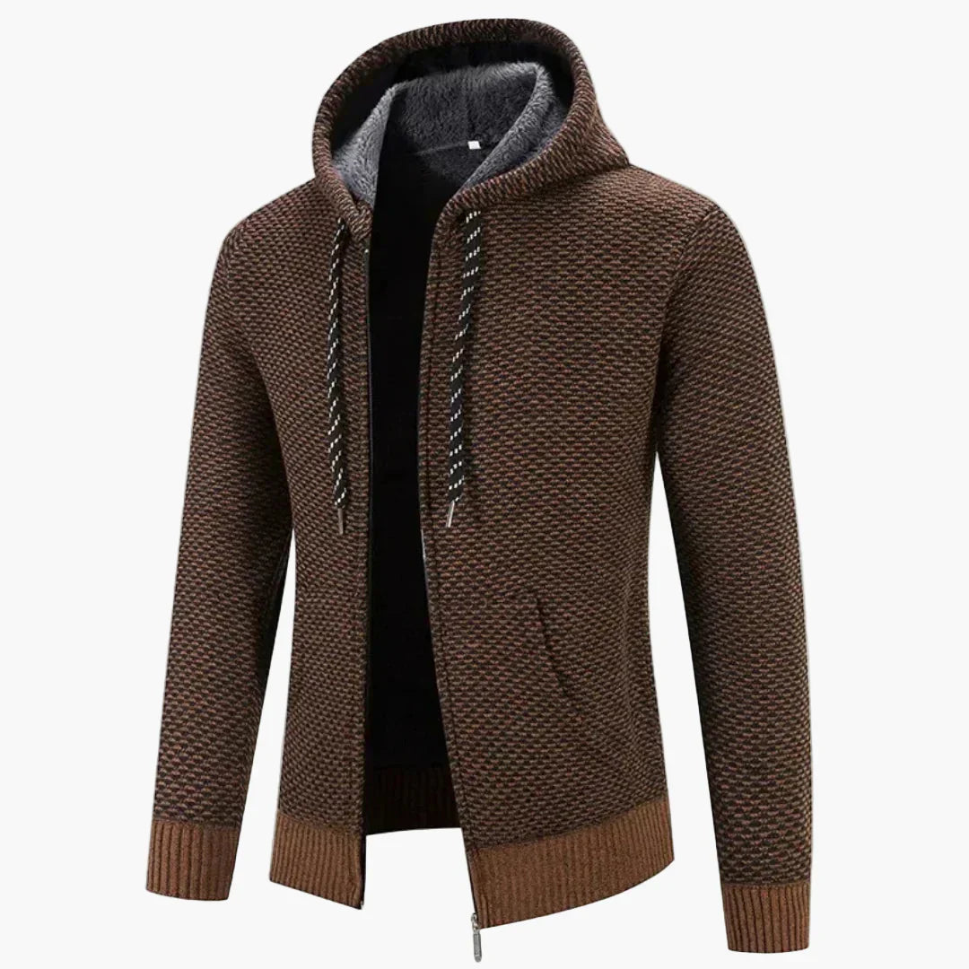 Mens Knit Hooded Jacket Warm Zippered Casual Hoodie For Autumn Winter Everyday Comfort And Style