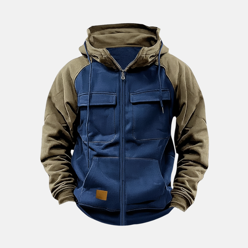 Mens Pullover Hoodie Knit Blend Relaxed Fit Hip Length Hood With Drawstrings Casual Athleisure Wear