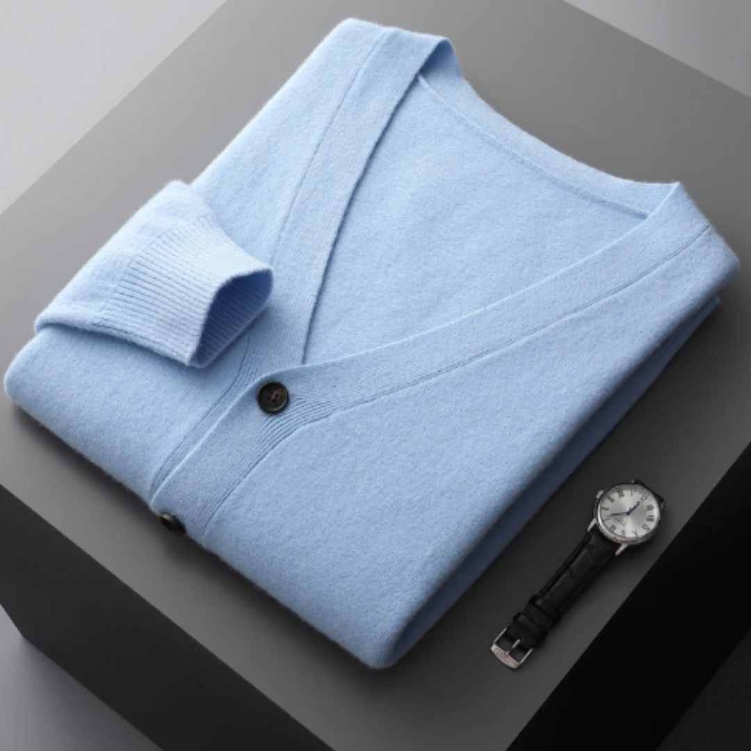 Elegant V-Color Cardigan For Men | With Buttons