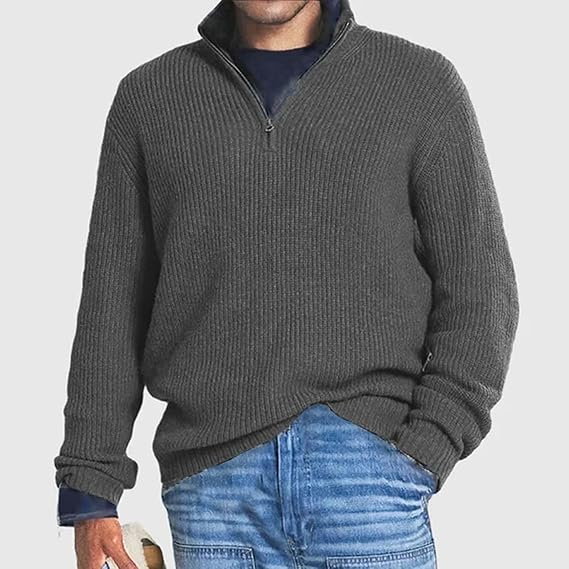 Mens Half Zip Jumper Ribbed Knit For Stylish Layering And Versatile Warmth Sleek Silhouette