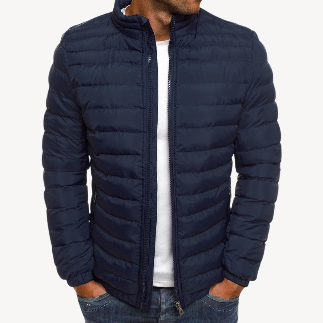 Men's Puffer Jacket Warm And Stylish For Cold Weather With Zip Closure And Side Pockets
