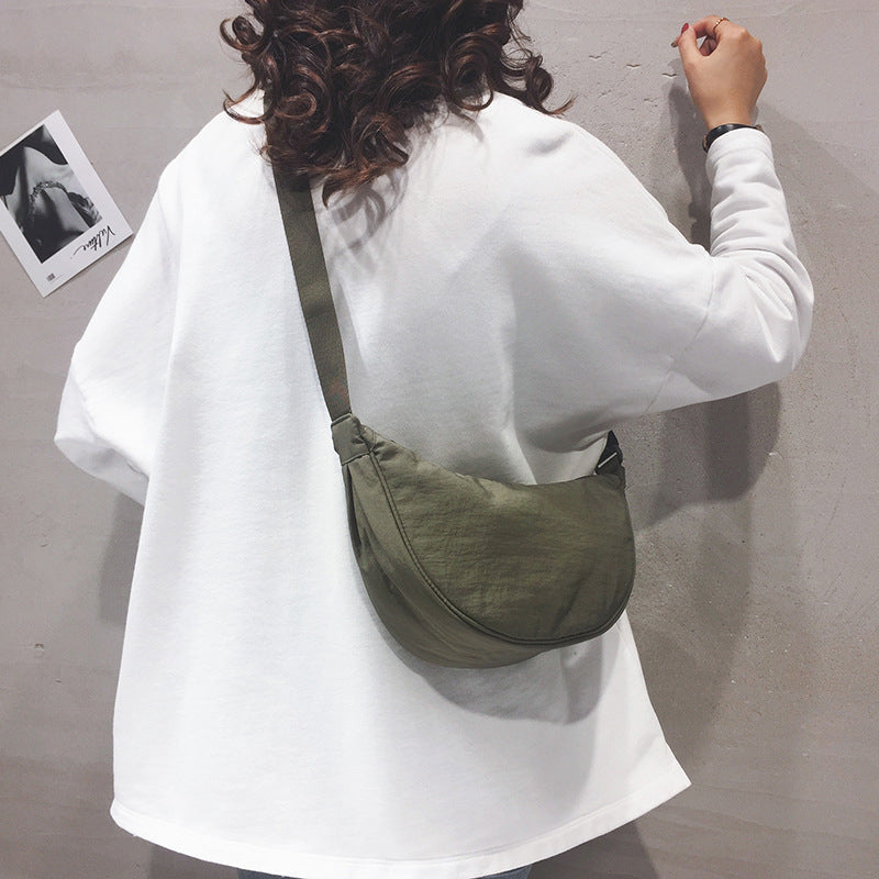TrendAura Nevaeh Crescent Crossbody Bag - Soft Textured Fabric, Adjustable Strap For Everyday Use