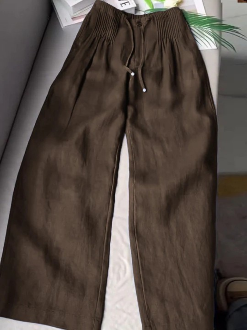 Women's Wide-Leg Trousers with Elastic Waist and Lightweight Fabric