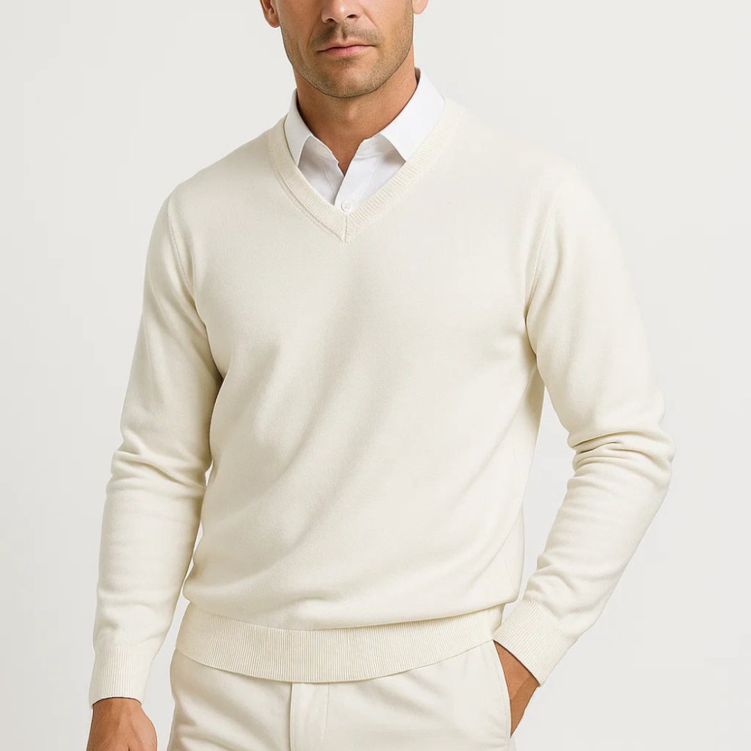 Men's V-Neck Sweater Premium Soft Breathable Knit For Easy Layering And Timeless Refined Style For Men