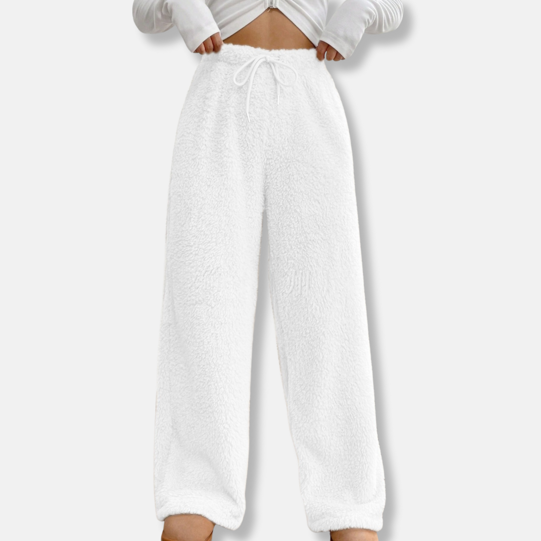 Women’s Lounge Pants – Plush Fleece – Loose Fit – Wide Leg – Drawstring Waist – Full Length