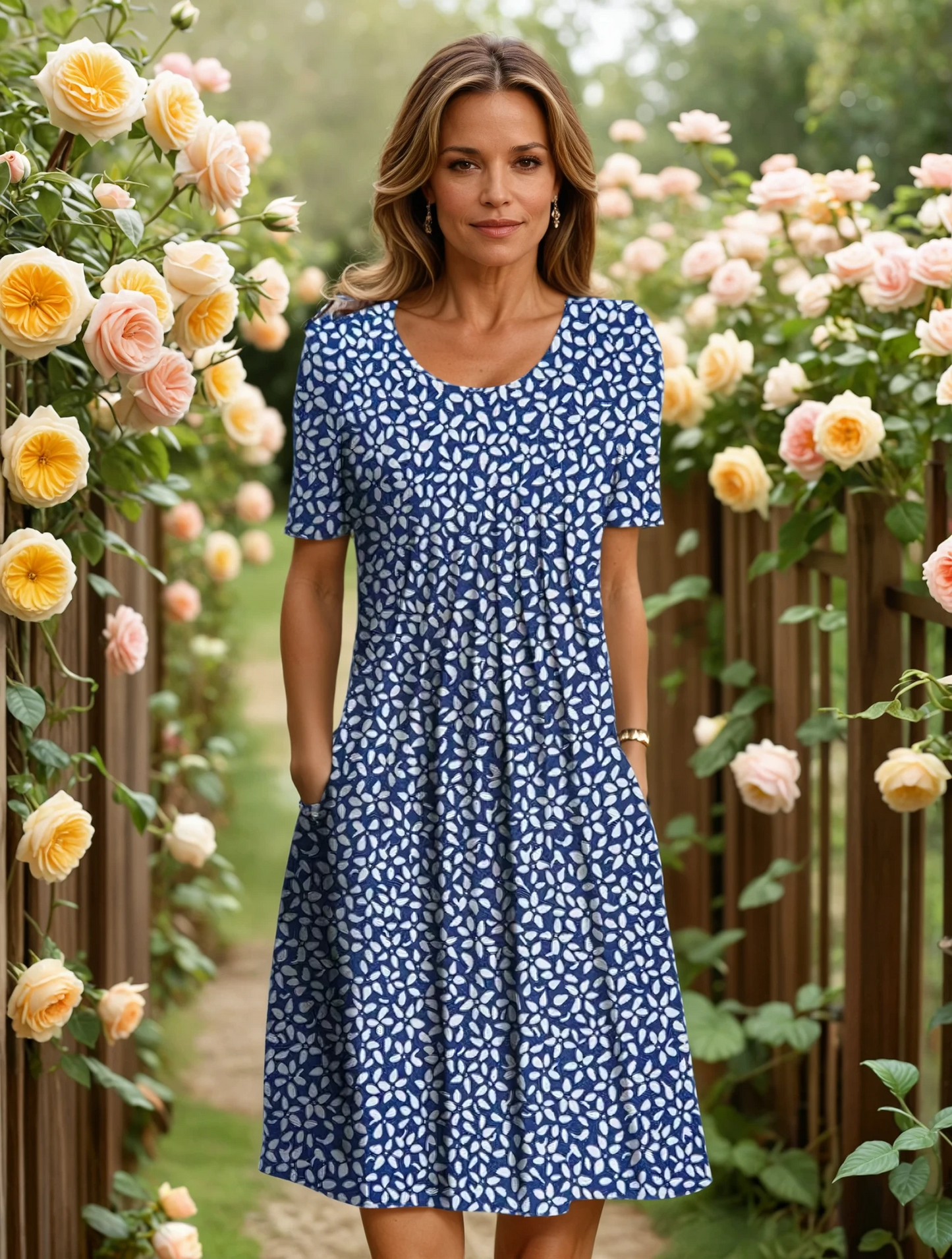 Miriam Floral Dress For Women Timeless Comfort Gathered Waist Soft Pleats Vivid Print Garden Party Ready