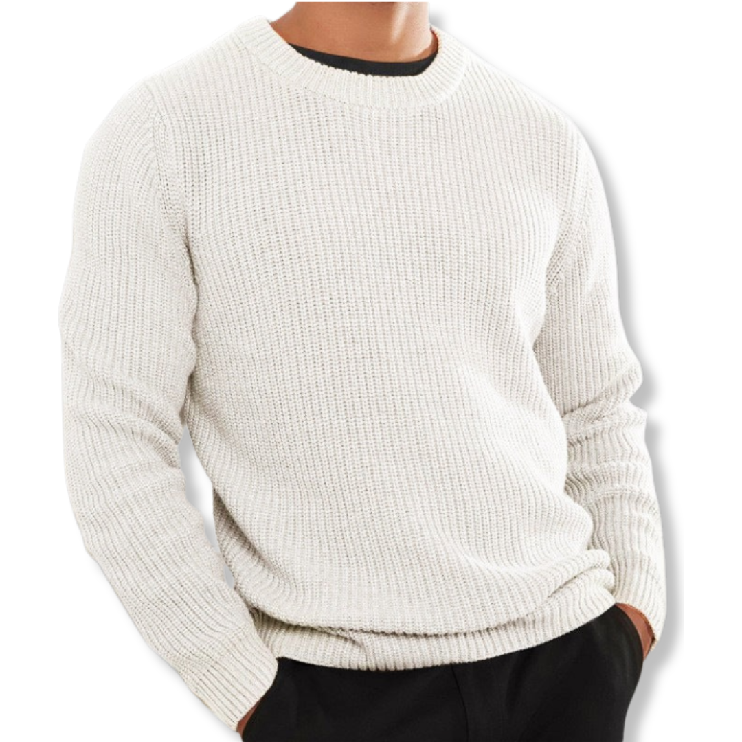 Men's Relaxed Fit Crew Neck Knit Sweater Long Sleeve Warm Casual Knit Top for Everyday Layering