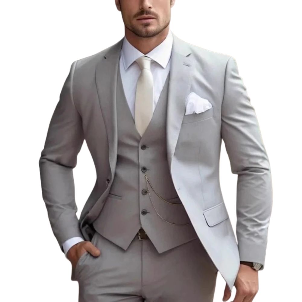 Slim Fit Mens Three Piece Formal Suit For Weddings And Business Events Ideal For Black Tie Occasions