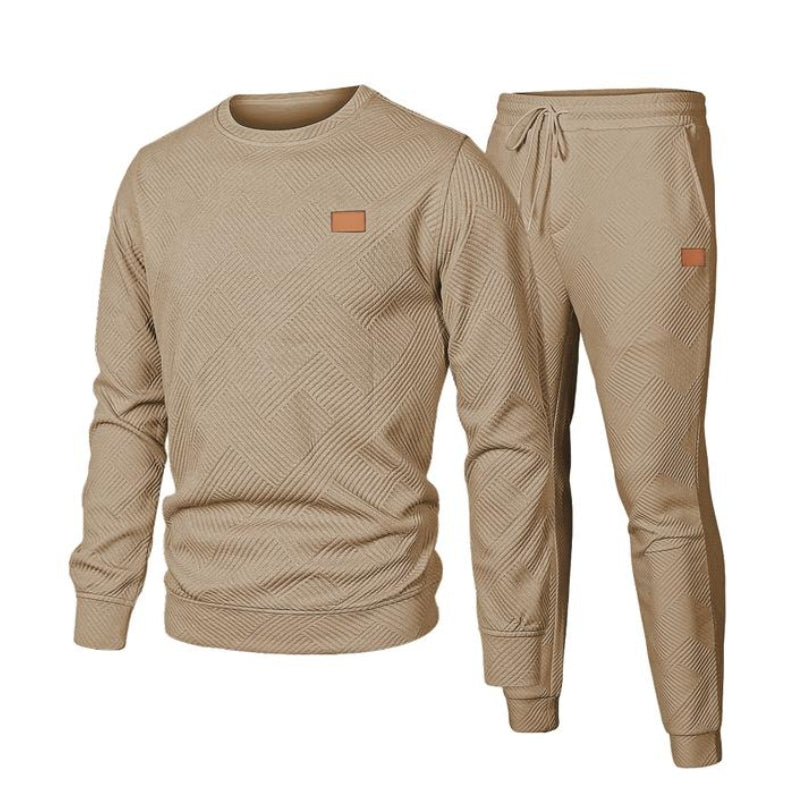 TrendAura Drake Men's 2 Piece Jacquard Sweatsuit Set With Matching Top And Bottom