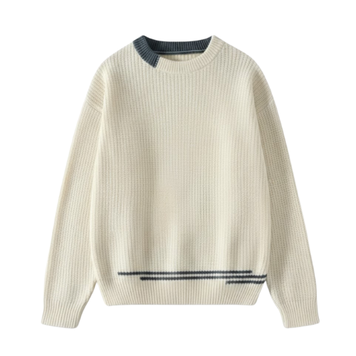 Korean Patchwork Knit Sweater For Men Fitted O Neck Cozy Warmth Autumn Winter Fashion