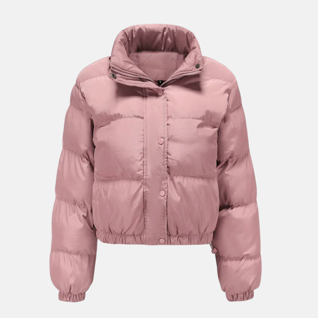 Women’s Puffer Jacket – Oversized Fit – Quilted Water-Resistant – Cropped Hem – Button Front