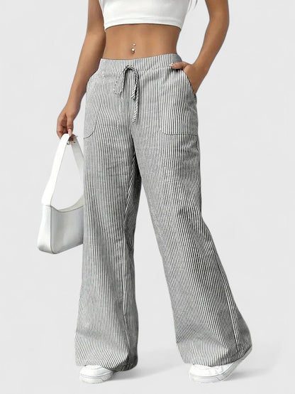 Women Wide Leg Pants Breathable Lightweight Cotton Linen For Spring Summer Relaxed High Waist