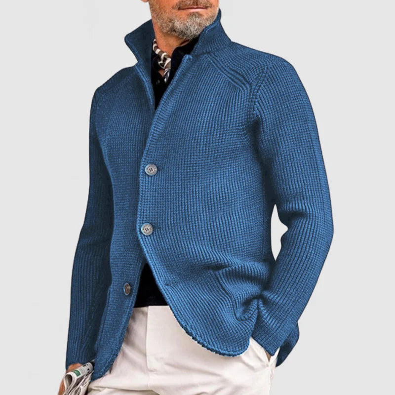 TrendAura Nordic Flair Navy Long Sleeve Knit Cardigan for Men with Button Closure and Cozy Warmth