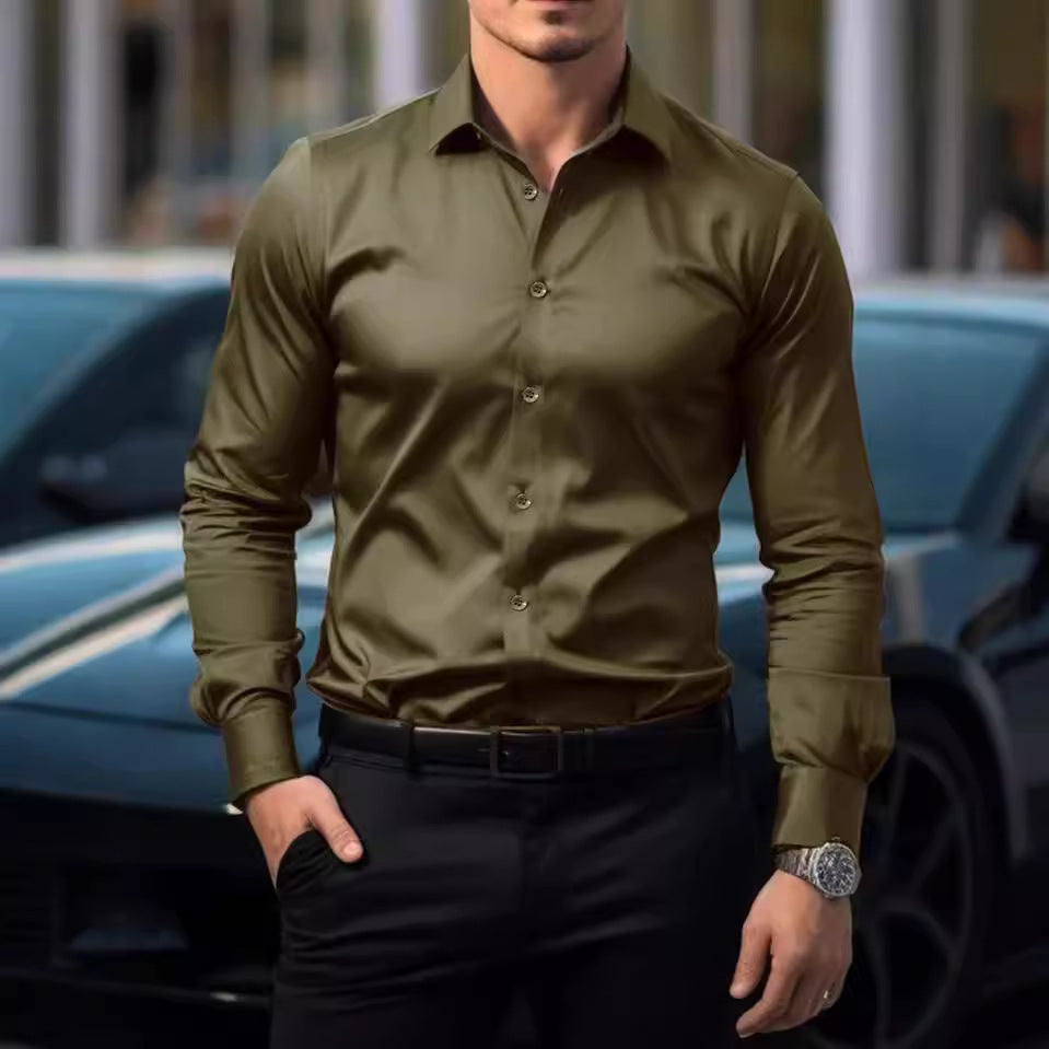 Men's Formal Office Shirt Slim Fit Long Sleeve Pros
