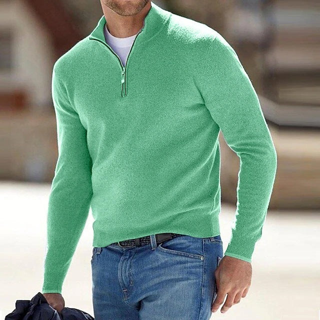 Marcus Men's Cotton Sweater With Zipper Mock Neck Soft Knit Versatile For Work Or Casual Wear