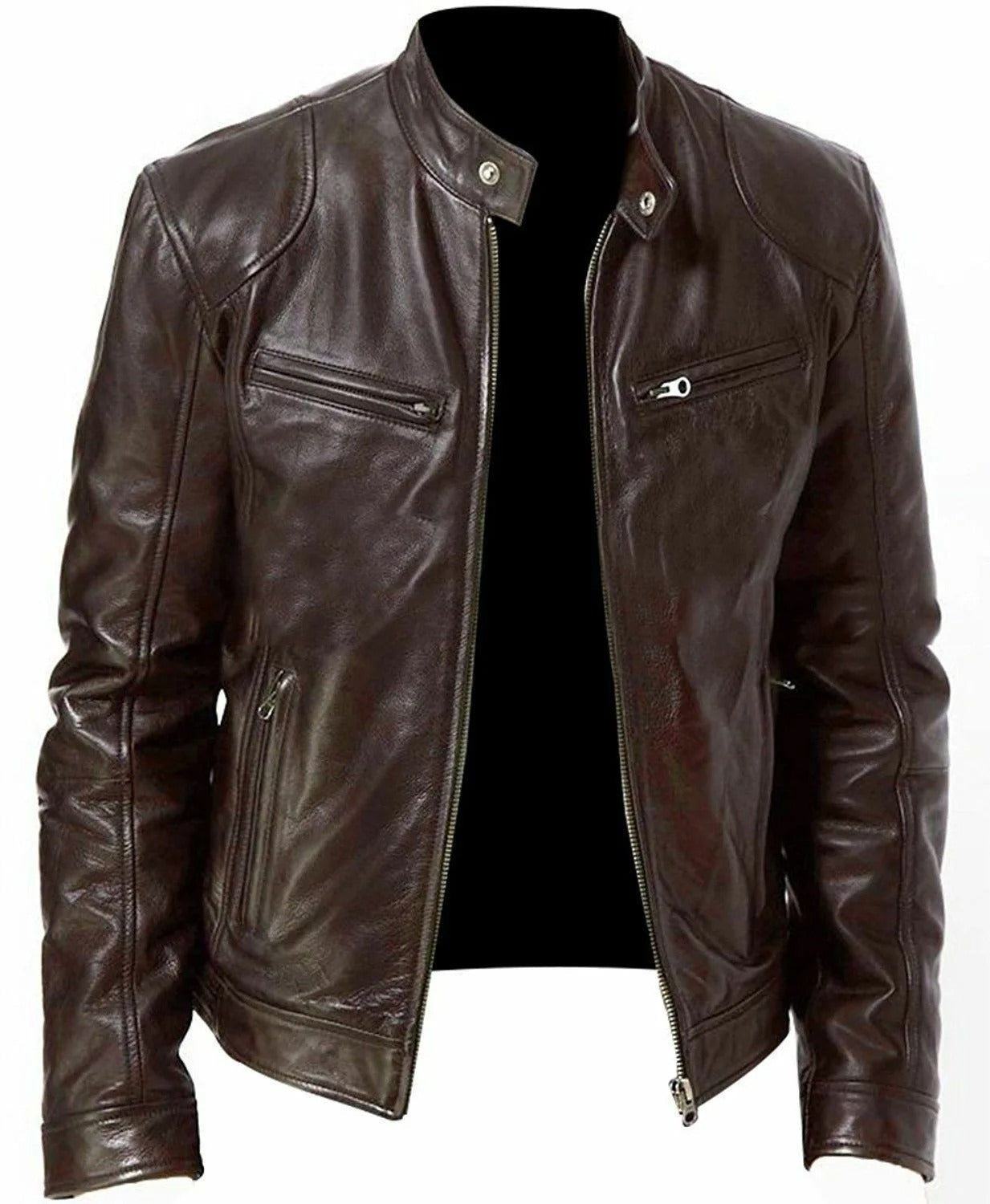 Brodie jacket in PU leather with stand-up collar