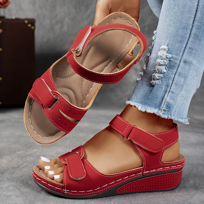 Women's Platform Wedge Sandals with Cushioned Footbed and Adjustable Strap