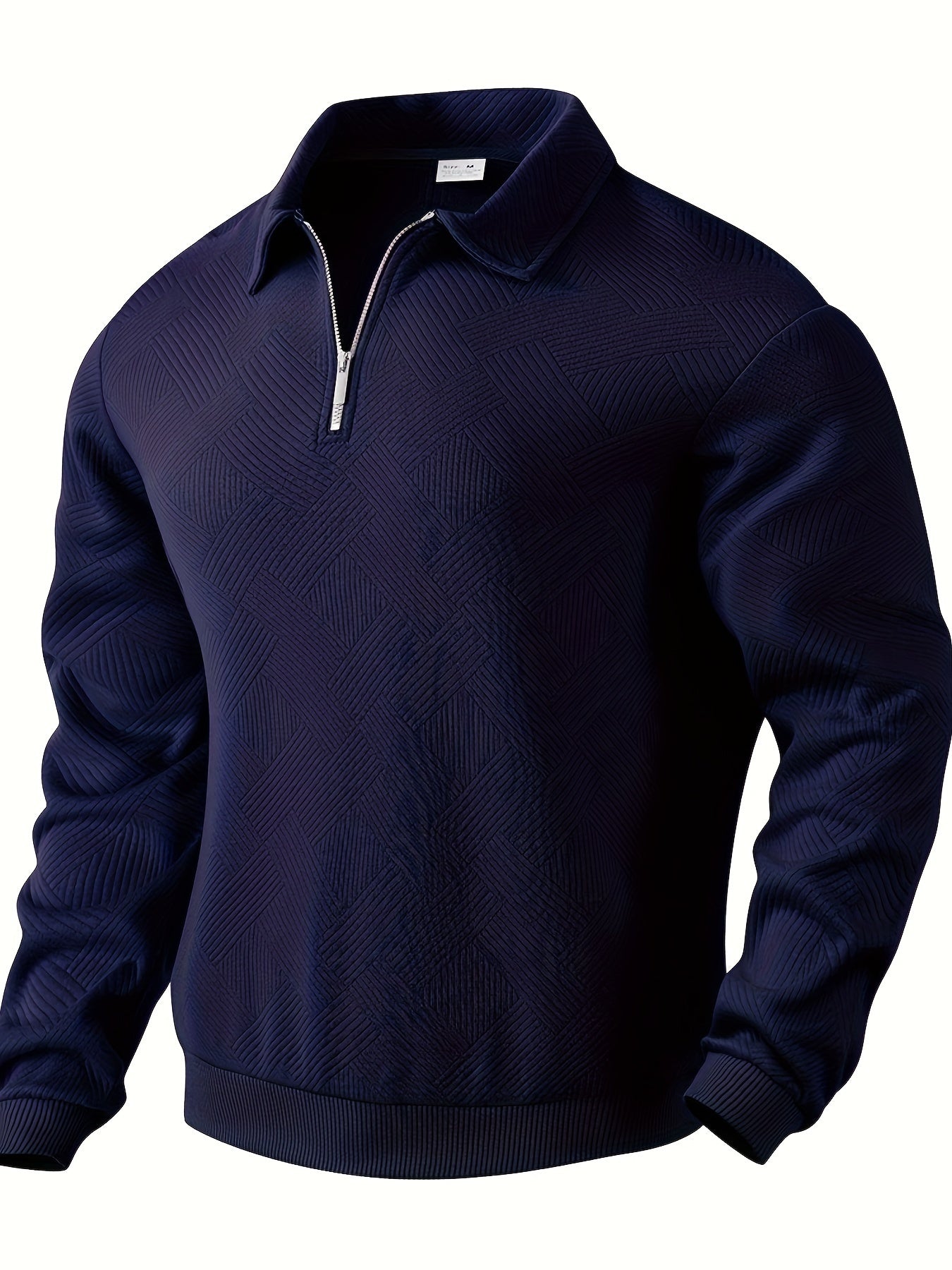 TrendAura Mens Knit Sweater With Half Zip Closure Geometric Textured Pattern Regular Fit For Casual And Smart Wear