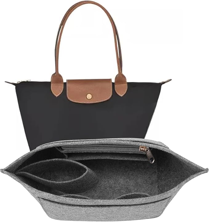 Organiza Felt Purse Organizer Insert For Tote Bags Fits Longchamp Le Pliage L And Similar Keeps Essentials Neat