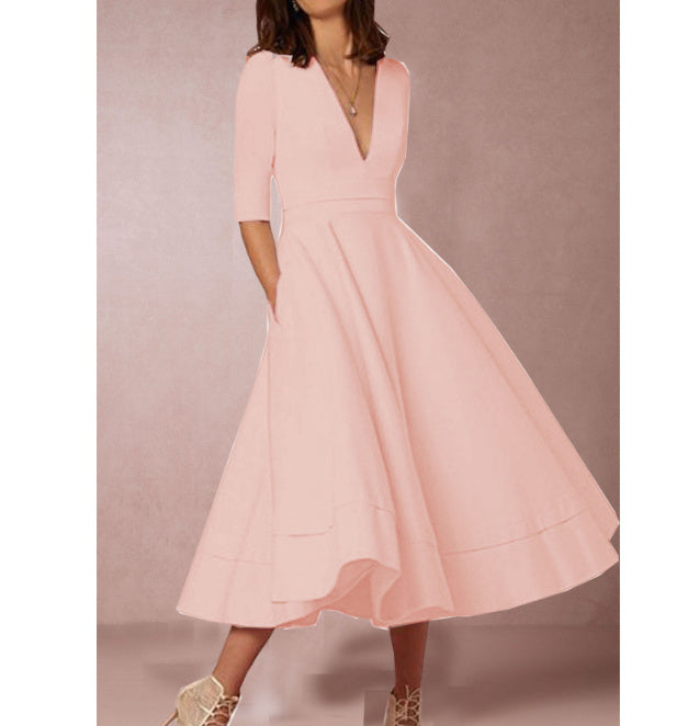 Jasmine Vneck Dress Retro 60s Swing Style For Women With Flattering Fit And Classic Charm