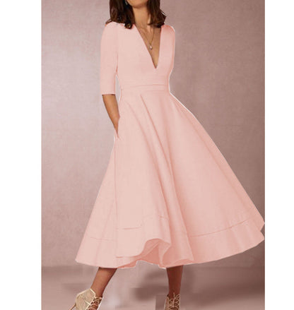 Jasmine Vneck Dress Retro 60s Swing Style For Women With Flattering Fit And Classic Charm