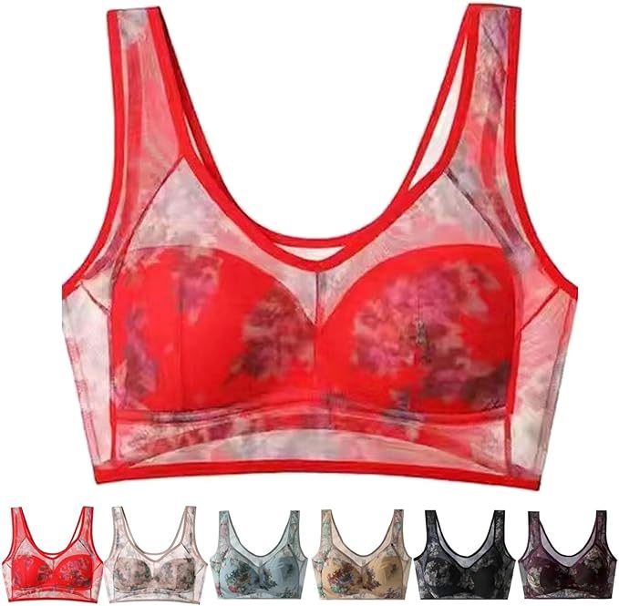 Pia-Sophie Cooling Bra With Ice Silk For Women All Day Comfort With Breathable Fabric And Floral Pattern
