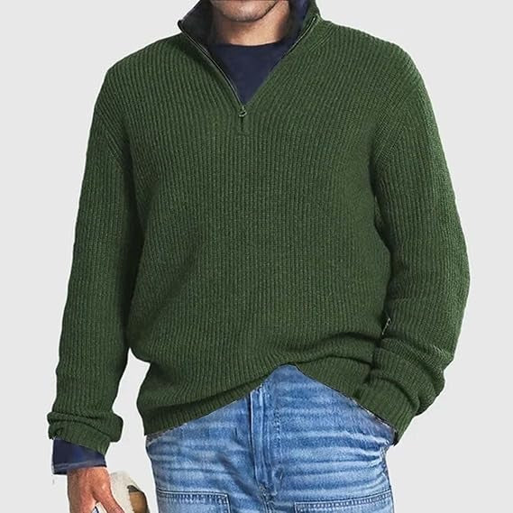 Mens Ribbed Knit Jumper Half Zip For Men Warm Layering Essential With Modern Texture